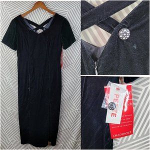Vintage New Velvet Evening Dress size 10 Petite Formal Cross Back Special Event